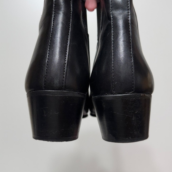 ASOS Cuban Heel Western Chelsea Boots in Black Leather Elastic Lightning Detail - Picture 8 of 17